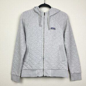 Patagonia Women's XS Organic Cotton Quilt Hoodie Light Grey Full Zip Sweater